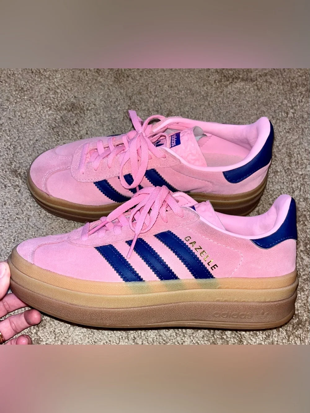 Adidas Gazelle Bold Platform Sneakers Pink Suede Gum Sole Women’s 5.5 H06122